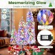 Single snow-flocked artificial Christmas tree with multi-color LED lights, perfect for creating a cozy festive.
