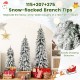 Artificial Christmas tree set of 3 with snow-flocked branch tips, featuring multi-color LED lights for festive decor.
