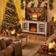 6 ft artificial PVC Christmas tree with solid metal stand, decorated for indoor holiday ambiance and festive cheer.