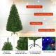 5 ft artificial Christmas tree with hinged design, PVC needles, and 150 LED lights for festive holiday decor.