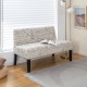 Armless loveseat sofa with wooden legs in white fabric, ideal for living room or bedroom, featuring a stylish design.