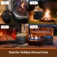 Set of two metal ash buckets with leather handles, ideal for storing coals, logs, and pellets for fireplaces or fire.