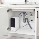 Under-sink view of the AW-RB05 tankless reverse osmosis water filter with compact design and marked connection ports.