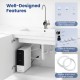 Under-sink view of the AW-RB05 tankless reverse osmosis water filter with operation panel and clearly marked ports.