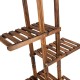 6-tier wooden plant rack with hollow-out design for easy watering, ideal for indoor and outdoor plant display.