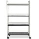 4-tier rolling storage cart with rust-resistant steel, featuring guardrails and casters for easy movement in any space.