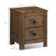 Wooden nightstand with two storage drawers, made of durable rubberwood, perfect for small spaces and stylish decor.