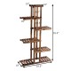 6-tier wooden plant rack stand with hollow-out design, 55.5” tall, ideal for indoor or outdoor plant display.