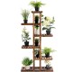 6-tier wooden plant rack showcasing various potted plants, ideal for indoor or outdoor use, with weather-resistant.