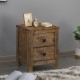 Wooden nightstand with two storage drawers and spacious tabletop, crafted from durable rubberwood for stylish room.