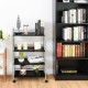 Four-tier rolling storage cart in black with heavy-duty steel construction, ideal for organizing items in any space.