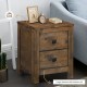 Wooden nightstand with two large drawers and spacious tabletop, made of durable rubberwood, ideal for small spaces.