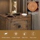 Wooden nightstand with two sliding drawers, solid rubberwood frame, and spacious tabletop for decor in a retro style.