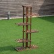 6-tier wooden plant rack stand with weather-resistant fir wood, ideal for displaying flowers and ornaments in gardens.