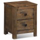 Wooden nightstand with two storage drawers and a spacious tabletop, made of durable rubberwood for compact spaces.