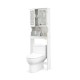 Bathroom spacesaver over the toilet with white finish, featuring a cabinet and shelf for organizing toiletries and.