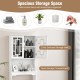 Bathroom spacesaver cabinet with white finish, featuring a 2-tier enclosed shelf and open storage for toiletries and.