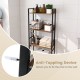 3-tier over-the-toilet storage rack in rustic brown with anti-toppling device, perfect for bathroom organization.