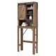 Bathroom storage cabinet in rustic brown with sliding barn door and 3 adjustable shelves for versatile organization.
