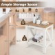 2-tier waterproof shower bench with a brown slat top, offering ample storage space for towels and toiletries.
