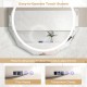 Defogging LED bathroom mirror with touchscreen, displaying time and temperature, featuring 3 adjustable light colors.