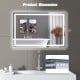LED bathroom mirror with 3-color dimmable lights, showcasing dimensions 30" x 20" for versatile wall mounting.