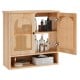 Bathroom wall cabinet with PE rattan doors, adjustable shelves, and spacious top for skincare and laundry supplies.