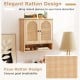 Bathroom wall cabinet with PE rattan doors, adjustable shelves, and natural wood finish for stylish storage solutions.