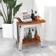 HIPS shower bench seat in brown and white, showcasing the open shelf and smooth rounded corners for added safety and.