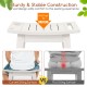 HIPS shower bench seat in white with curved surface, handle, and towel bar, ideal for indoor or outdoor use.