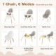 5-in-1 baby high chair in gray, showcasing multiple modes for growth, made of solid beechwood with a removable cushion.
