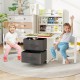 Kids table and 2 chairs set with removable storage drawers, ideal for playroom or bedroom use.