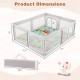 Baby playpen with breathable mesh and cushioned mat, measuring 73" x 61.5", ideal for safe play and learning.