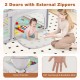 Baby playpen with breathable mesh and mat, featuring 2 zipper doors and corner protection for safe play.