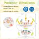Baby activity center with adjustable height, 360° rotating seat, and interactive toys for infants aged 6 months and up.