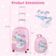 Kids luggage set featuring an 18-inch suitcase and 12-inch backpack with a cute unicorn design, ideal for travel.