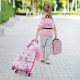 Kids' 5-piece luggage set in pink featuring a suitcase, backpack, and lunch bag with adorable cartoon patterns for.