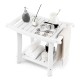 White heavy-duty waterproof bath stool with curved seat, slatted design, and storage shelf for versatile use.