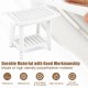 Heavy duty waterproof bath stool in white with curved seat, storage shelf, and anti-slip foot pads for stability.
