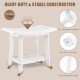 Heavy-duty waterproof bath stool in white with curved seat, storage shelf, and anti-slip foot pads for stability.
