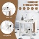 Heavy-duty waterproof bath stool in white with curved seat, towel bar, and storage shelf for versatile bathroom use.