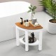Heavy-duty corner shower bench stool in brown with storage shelf, made of waterproof HDPE, ideal for bathroom use.