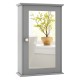 Gray bathroom wall cabinet with a single mirror door, featuring a 3-height adjustable shelf for efficient storage.