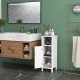 Freestanding white bathroom cabinet with one door and adjustable shelves, ideal for organized storage in various spaces.