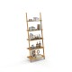 5-tier bamboo ladder shelf with open storage, perfect for displaying books and decor in living room or kitchen.