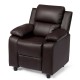 Brown PU leather kids armchair recliner with plush cushioning, ideal for children's relaxation and entertainment.