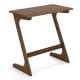 Z-shaped brown bamboo side table with spacious tabletop, ideal for small rooms and versatile use as a laptop desk or TV.