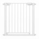 Pressure-mounted baby gate in white, featuring auto-close and double-lock safety, ideal for staircases and doorways.