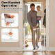 Baby gate with one-handed operation and auto-close feature, ideal for doorways and staircases, shown in a home setting.