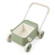 Baby push walker in green with foldable handlebar and large storage basket for toys, ideal for kids aged 3 to 6.